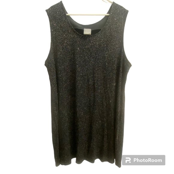 Vintage 80's Black Sparkly Sleeveless Mini Dress Size‎ 24W Made in USA - Picture 1 of 8